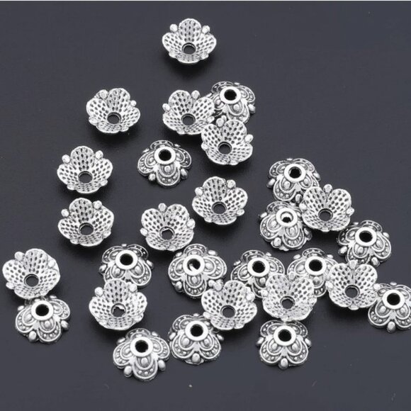 Dotted Flower Holder Flower Holder Bead Cap Zinc Alloy Spacer 20pcs - Picture 1 of 4